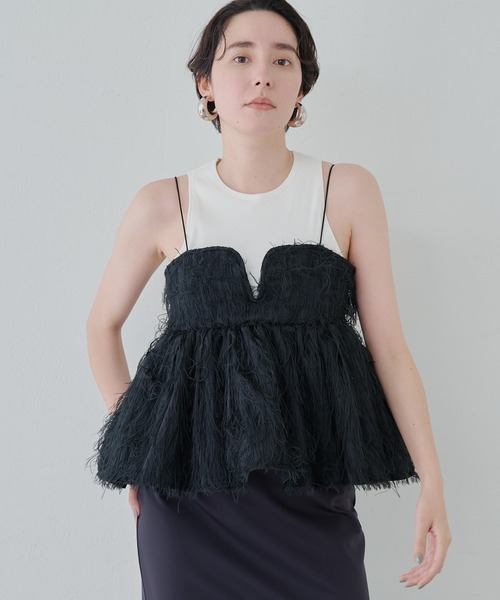 Whim Gazette ジャガードキャミブラウス ブラック ジャガードキャミブラウス | Whim Gazette(ウィム ガゼット