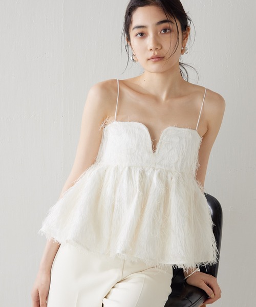 Whim Gazette レースブラウスノースリーブシャツ カーキ F Whim Gazette ブラウス シャツ シアーノースリーブシャツ