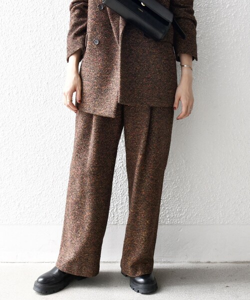 SHIPS any スラックス パンツ any: alfa-fi カラーネップ ツイード