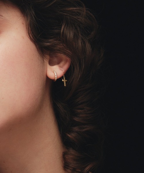 ピアス 「les bonbon」hoop daiamond pierce 片耳 / フープダイヤモンド ピアス レディースの画像