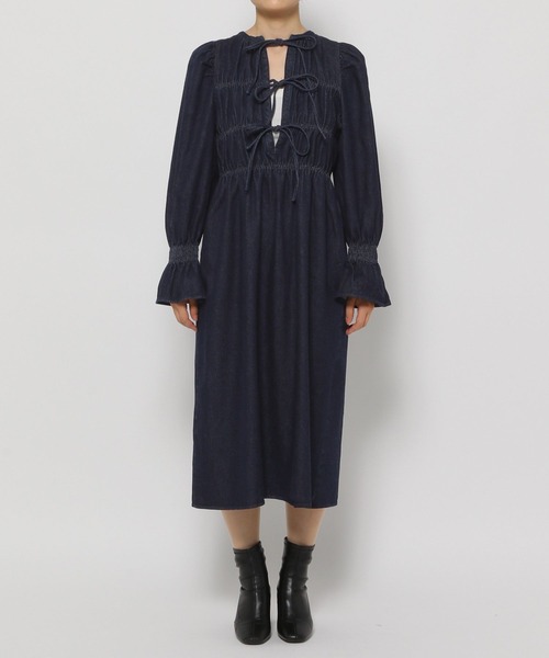 LOWRYS FARM ワンピース 2WAYリボンシャーリングワンピース 133569