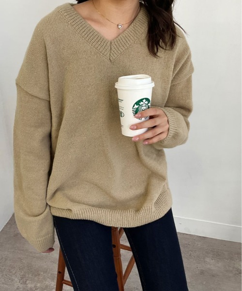 人気の雑貨がズラリ！ ニット セーター 絶妙な抜け感でこなれる。Vネック オーバー レディースウェア