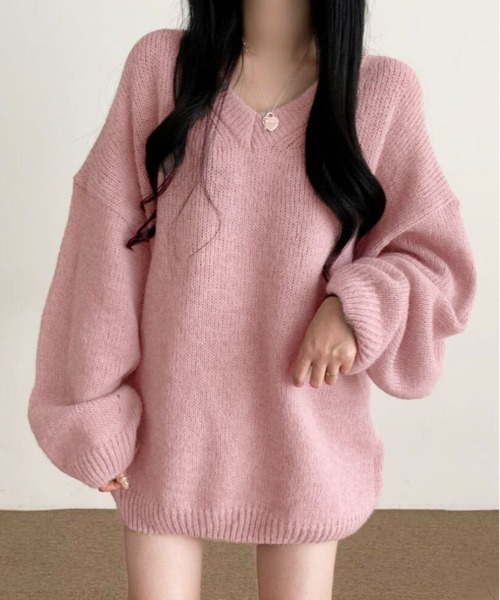 【試着のみ未使用】23区　ビジューが可愛いVネックニット♡ベビーピンク 試着のみ未使用】23区 ビジューが可愛いVネックニット♡ベビー