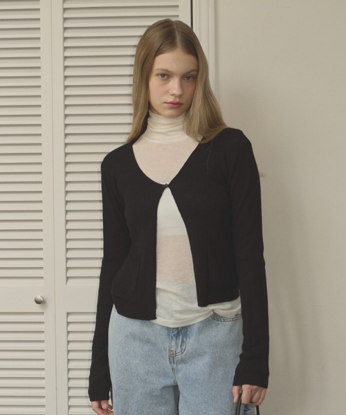 数量は多 GIUNON カーディガン double pocket knit cardigan / ダブル トップス