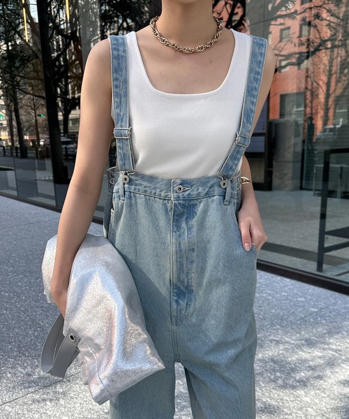 DouDou」 サロペットハーフパンツ FREE スカイブルー レディース 
