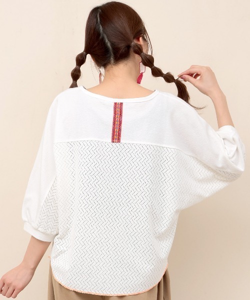 tシャツ レースコンビトップス レディース