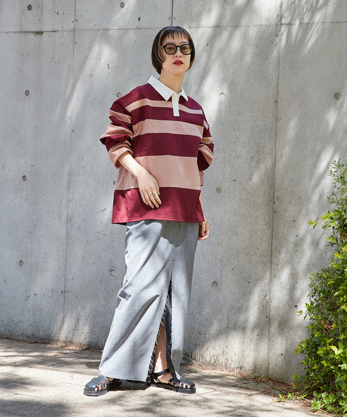 tシャツ RANDAM BORDER RUGBY SHIRT：カットソー レディース CITYSHOP tシャツ RANDAM BORDER RUGBY SHIRT：カットソー