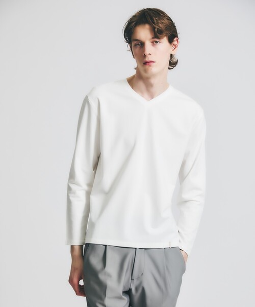 ABAHOUSE（アバハウス） tシャツ 「定番」ドレスポンチ Vネック 長袖T