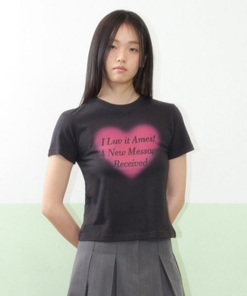 tシャツ A'GEM/9 × .kom 「AMESWORLDWIDE/アメスワールドワイド」LOVE TEE/ラブTEE レディース