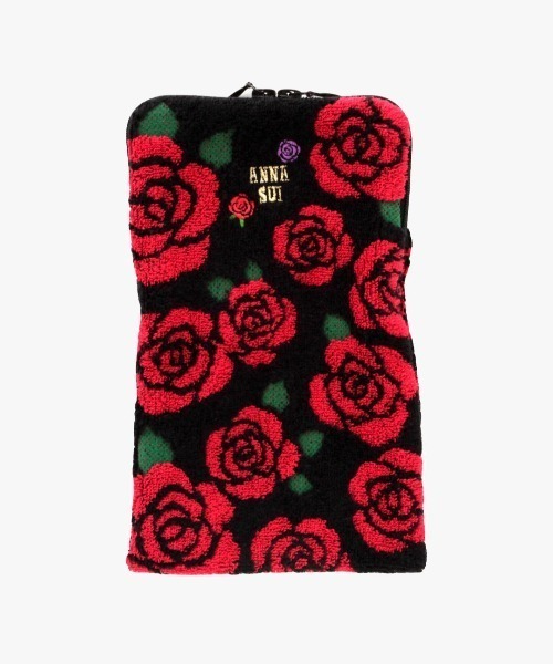 ANNA SUI ハンカチ ローズ柄 ファスナー付きタオル レディース