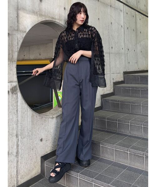 MURUA（ムルーア） ブラウス シャツ レースクロップド2WAYシアーシャツ