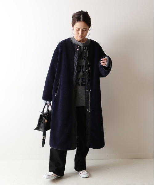 FRAMeWORK」 ノーカラーコート 38 ネイビー レディース ANAYI アナイ 