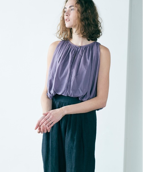 タンクトップ ノースリーブ organic cotton balloon top レディース