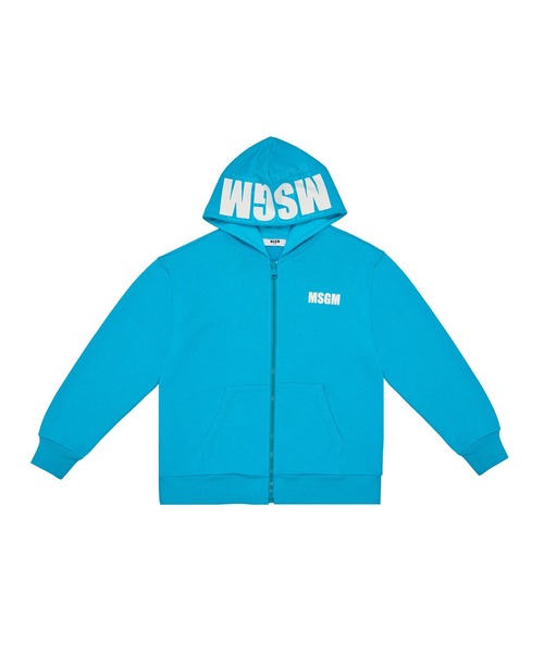 MSGM KIDS パーカー 「NEW」フードロゴ ジップアップパーカー キッズ