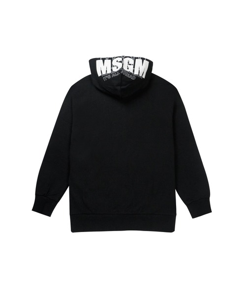 MSGM エムエスジーエム キッズ ロゴブラックパーカー14A MSGM KIDS パーカー 「NEW」フードロゴ ジップアップパーカー キッズ