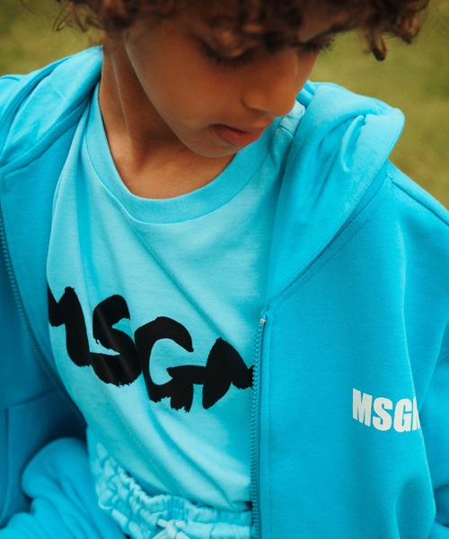 MSGM KIDS パーカー 「NEW」フードロゴ ジップアップパーカー キッズ