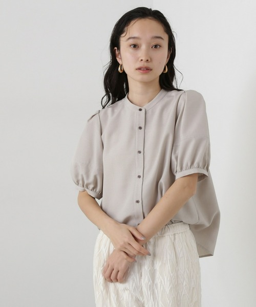 ブラウス シャツ リネンライク切替スリーブブラウス レディース N.Natural Beauty Basic ブラウス シャツ リネンライク切替