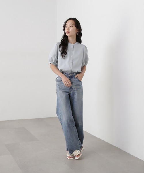 ブラウス シャツ リネンライク切替スリーブブラウス レディース N.Natural Beauty Basic ブラウス シャツ リネンライク切替