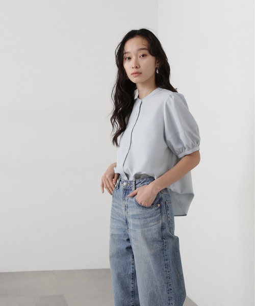 N.Natural Beauty Basic ブラウス シャツ リネンライク切替