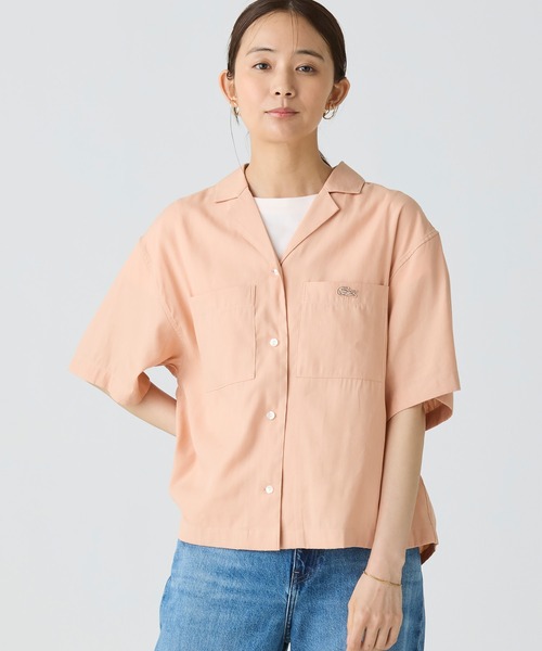 ブラウス シャツ リネン×レーヨンオープンカラーシャツ レディース LACOSTE ブラウス シャツ リネン×レーヨンオープンカラーシャツ