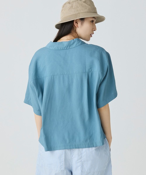 ブラウス シャツ リネン×レーヨンオープンカラーシャツ レディース LACOSTE ブラウス シャツ リネン×レーヨンオープンカラーシャツ