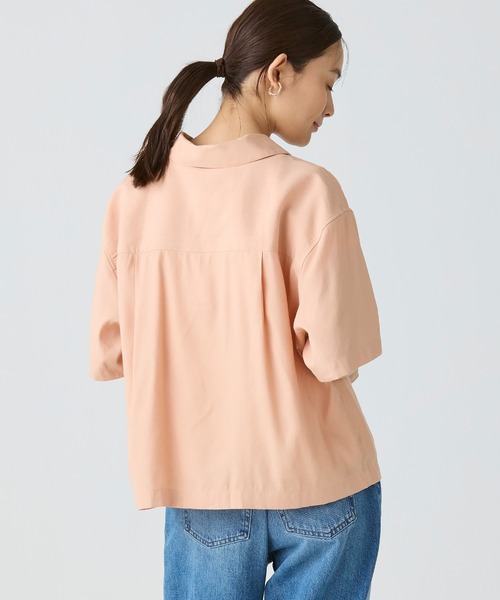 ブラウス シャツ リネン×レーヨンオープンカラーシャツ レディース LACOSTE ブラウス シャツ リネン×レーヨンオープンカラーシャツ