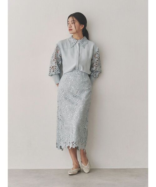 ブラウス シャツ レーススリーブブラウス レディース TONAL ブラウス シャツ ケミカルレーススリーブブラウス