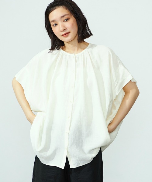 【直営店・EC別注】ギャザーブラウス/体型カバー Lee ブラウス シャツ Lee/リー「直営店・EC別注」ギャザー