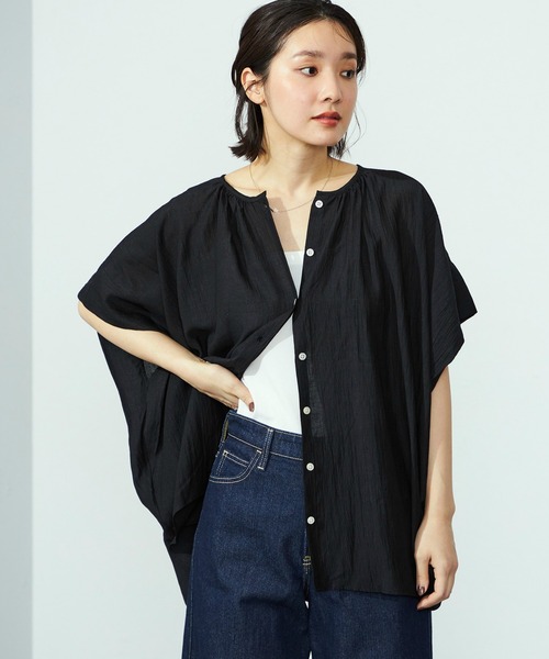 ブラウス シャツ Lee/リー「直営店・EC別注」ギャザーブラウス/体型カバー レディース Lee ブラウス シャツ Lee/リー「直営店・EC別注」ギャザー