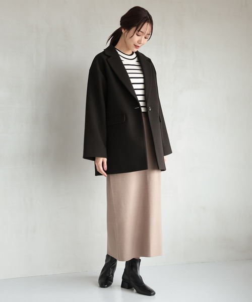 レディース ラムレザー チェスターコート グレーベージュ Lサイズ 美品 GLOBAL WORK（グローバルワーク） チェスターコート MEDIUM ライト