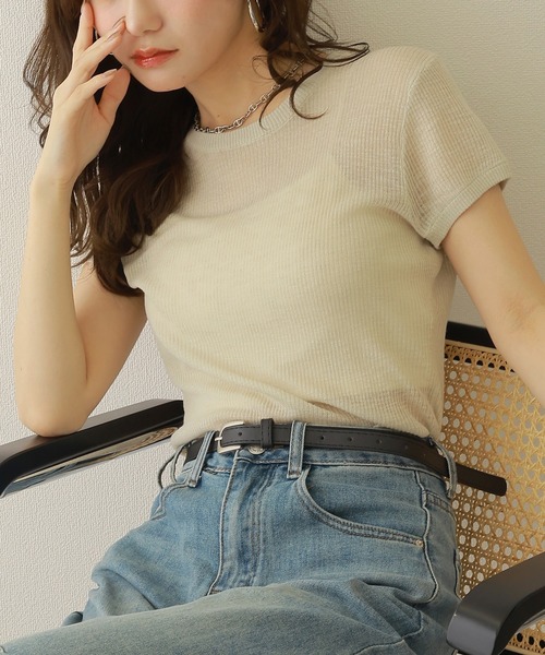 tシャツ sheer lib tee /セミシアー 半袖 リブT レディース : ZOZOTOWN