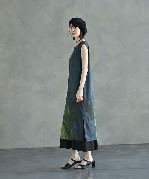 美品 funda mine ARTリラックスワンピース ロングワンピース funda mine ARTリラックスワンピース（ワンピース）｜funda mine