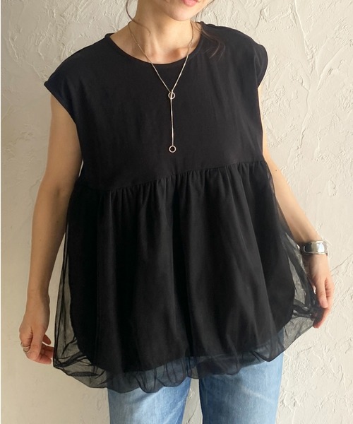 tシャツ LAYERED PEPURUM TOPS/レイヤードペプラムトップス レディース LAYERED PEPURUM TOPS/レイヤードペプラムトップス（Tシャツ