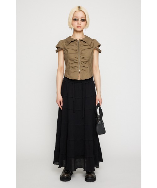 ラグアジェム FRONT FRILL COMPACT シャツ グレー LAGUA GEM | FRONT FRILL COMPACT シャツ (シャツ・ブラウス ) |SHEL