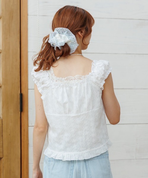 ブラウス シャツ カットワークシューパフトップ レディース flower（ファッション） ブラウス シャツ カットワーク