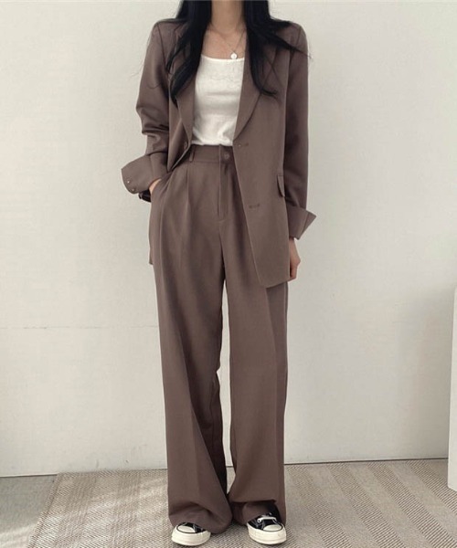 AMELY」 「MEI HAN HUI YI JIAO」パンツスーツ L モカ レディース