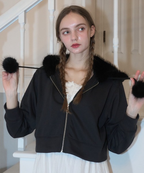 Roen ファーパーカー Birthday room パーカー ポンポン付きファーパーカー/fur parka with