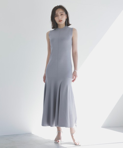 美品★アニュアンス グレー ノースリーブ ロングワンピース anuans anuans 「anuans」 ノースリーブワンピース SMALL パープル レディース