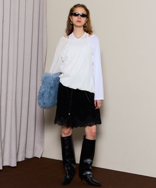 MAISON SPECIAL パンツ 「PRE-ORDER」Hem Lace Velour Shorts/ヘム