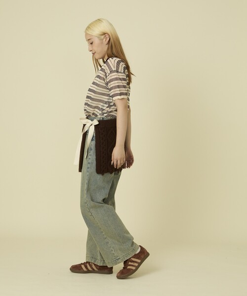 ポロシャツ ポロ マルチボーダー シアー サマー ポロニット/サマーニット レディース FREAK'S STORE ポロシャツ ポロ マルチボーダー シアーポロ