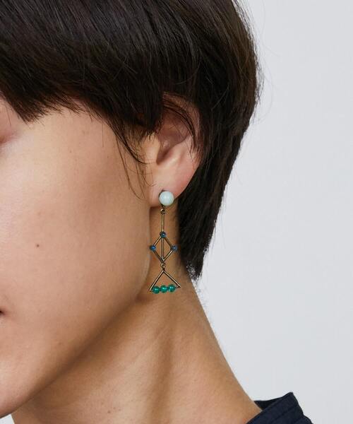 LOISIR ピアス ステンドグラスモチーフ天然石ピアス レディース