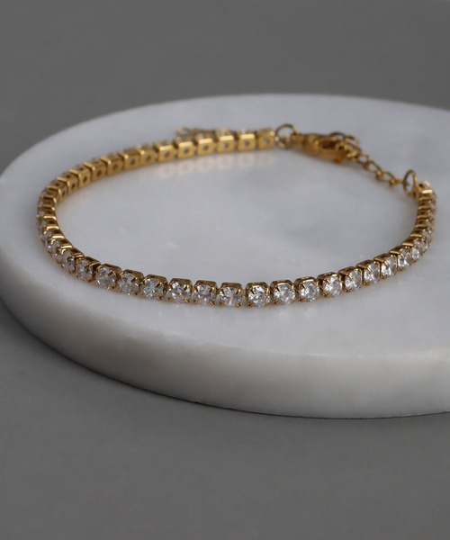 ブレスレット 金属アレルギー対応 クリスタルテニスブレスレット レディース | abaskdesign