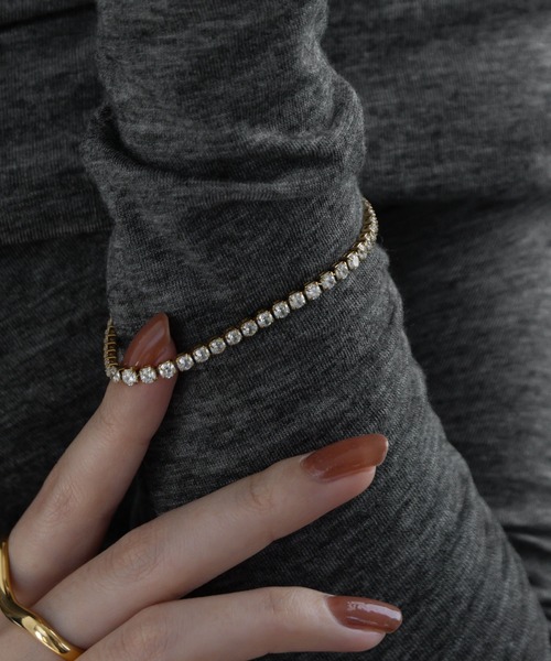ブレスレット 金属アレルギー対応 クリスタルテニスブレスレット レディース | abaskdesign | 06