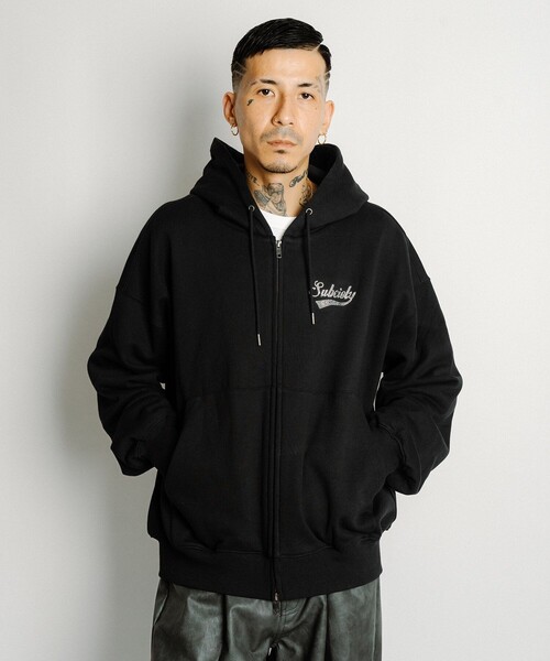 Subciety（サブサエティ） ベスト ジレ Rhinestone zip hoodie メンズ