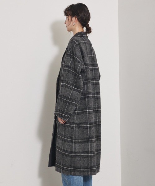 コート チェスターコート ウールチェックチェスターコート/秋服/冬服/オフィスカジュアル レディースの画像