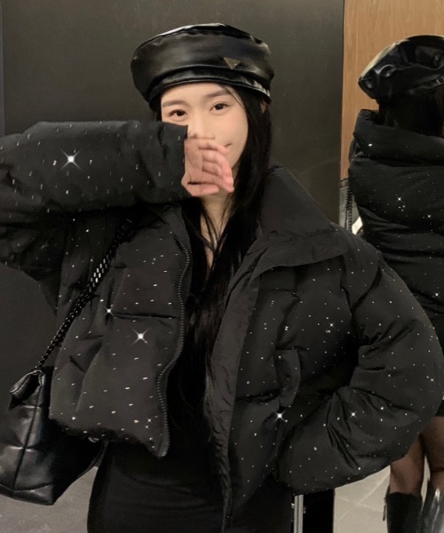 Sibra（シブラ） コート アウター キラキラビジューが輝く中綿ショート