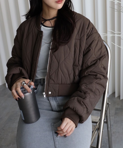 YENNA ダウンコート ダウンジャケット キルティング中綿ショートリブ