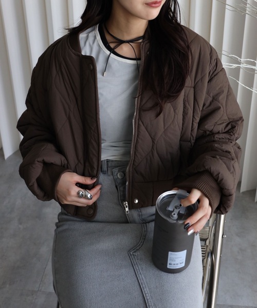 YENNA ダウンコート ダウンジャケット キルティング中綿ショートリブ