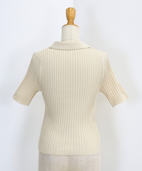 「BLUEEAST」 半袖ニット MEDIUM ブラック レディース_画像3