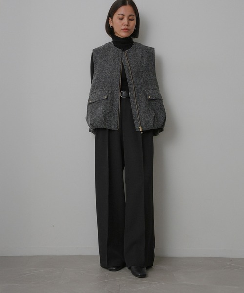 Floran スラックス パンツ ツイル タック パンツ レディース